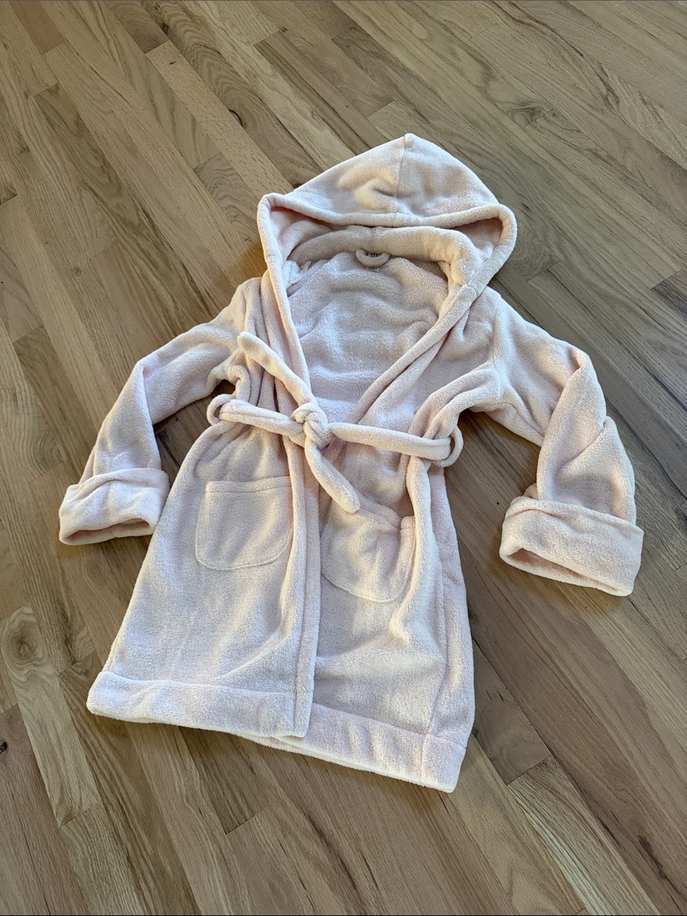 GAP Kids Hooded Plush Robe, Light Pink, Super Soft, Tie Waist, Size 8 (Medium)